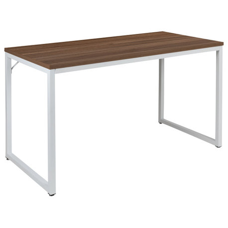 Tiverton Industrial Modern Computer Desk - 47" Long, Walnut Top/White Frame