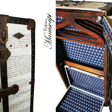 Wardrobe Steamer Trunk Antique Florentine Manuscript Custom