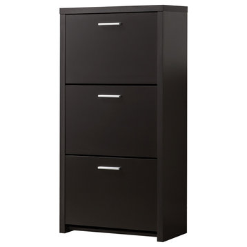 3 Drawers Tall Shoe Cabinet, Black