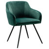 Sauder Harvey Park Velvet Fabric Upholstered Accent Chair in Emerald Green/Black