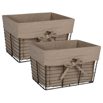 DII Modern Metal Medium Wire Liner Basket in Taupe Brown/Gray (Set of 2)