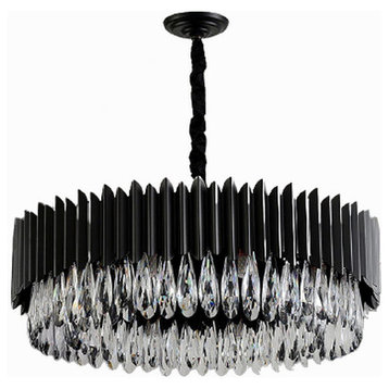 Black hanging crystal chandelier for living room, dining room, bedroom, 21.7"