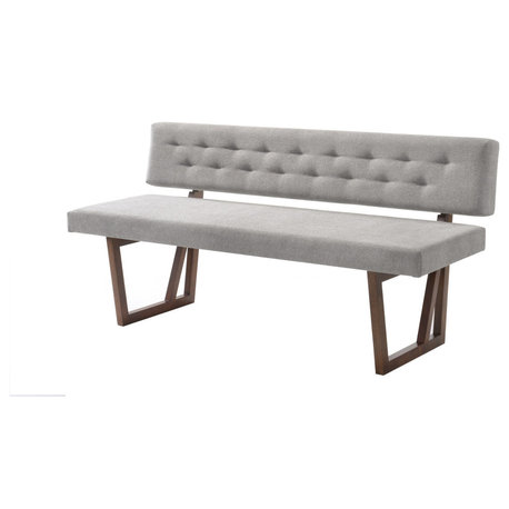 Modrest Jordan Modern Gray and Walnut Dining Bench, Charcoal