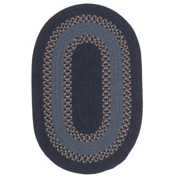 Colonial Mills Corsair Banded Oval Braided Rug, Navy, 8x11
