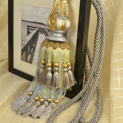 3 Colors QYM15 Faux Silk and Resin Curtain Tassel Tie Backs in Gray Color - Window Treatment Accessories