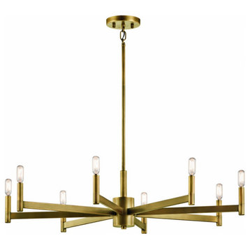 Wagon Wheel 8-Light Chandelier in Natural Brass Finish Candle-Style Bulb Base