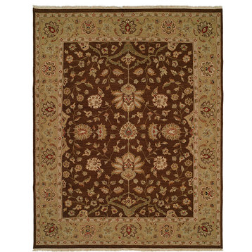 Sierra Flatweave Hand-Knotted Rug, Brown and Gold, 12'x18'