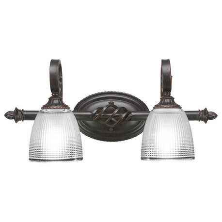 Elegante 2-Light Bath Bar, Clear Ribbed