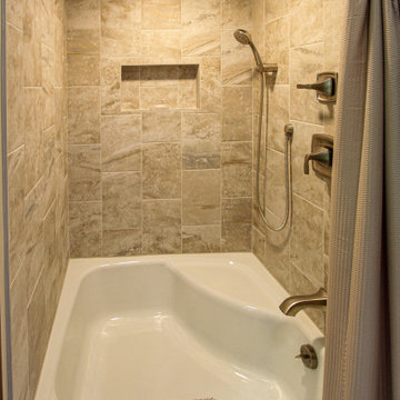 Master Bath with Knotty Alder Vanity and Updated Surround Around Tub