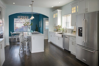 Example of a beach style kitchen design in New York