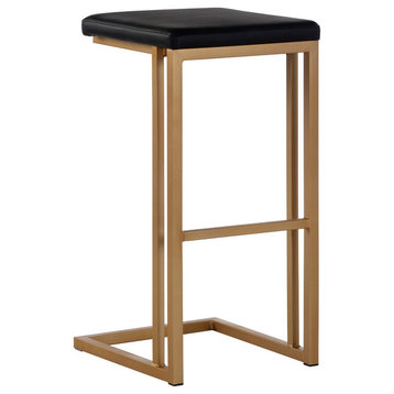 Boone Barstool, Champagne Gold, Onyx, Set of 2