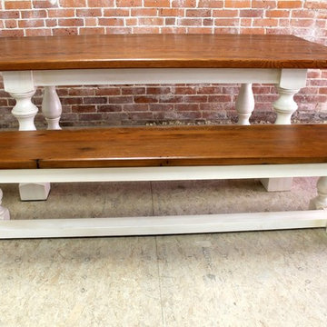 7ft Reclaimed Farm Table With White Trestle Base