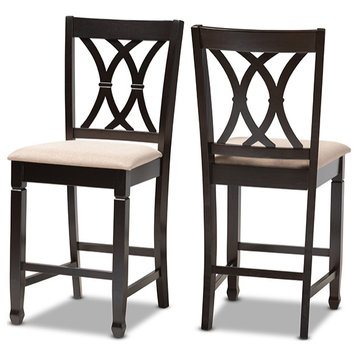 Reneau Sand Espresso Browned Wood Counter Height Pub Chair Set of 2