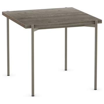 Amisco Drew 24" Square End Table, Greyish-Brown Tfl / Grey Metal