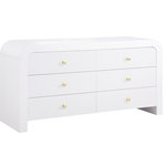 Meridian Furniture - Artisto Dresser, White - Make organizing a stylish affair when you bring home this Artisto dresser. This beautiful dresser features an elegantly eye-catching design with its rich wood veneer white finish and its textured drawer front designs. Six drawers give you oodles of room for storing items out of sight and out of mind, and the roomy drawers make sure that organizational power is at your fingertips. For versatility, both gold and chrome handles are included with the dresser.
