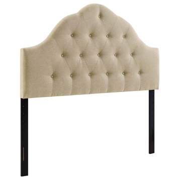 Sovereign Queen Tufted Upholstered Fabric Headboard, Beige