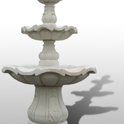 Scalloped 3-Tier Fountain in Golden Cypress Granite - Outdoor Fountains And Ponds