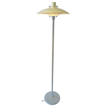 Pure White Modern Floor Lamp With Inverted Metal Plate-Like Shade