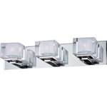 Maxim Lighting - Cubic Bath Vanity - Polished Chrome, 3 - Cubic collection&#39;s bold Clear crystal cubes are mounted on a solid metal frame finished in a mirror-like Polished Chrome. The inside of the crystal cubes are frosted to nicely diffuse the natural light created from the included xenon bulbs.