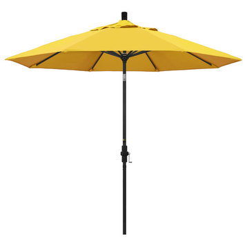 9' Stone Black Collar Tilt Crank Aluminum Umbrella, Lemon Olefin