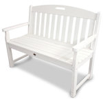 Polywood - Trex Outdoor Furniture Yacht Club 48" Bench, Classic White - Outdoor living is best when shared. Enjoy cozying up with someone special on the comfortably contoured Trex Outdoor Furniture Yacht Club 48" Bench. This charming bench, with its clean, straight lines and unique headboard, is available in a variety of attractive, fade resistant colors that coordinate perfectly with your Trex deck. Built for durability and long-lasting beauty, this all-weather bench is constructed of solid HDPE lumber that wont rot, crack or splinter and no painting or staining is ever required. This bench also resists weather, food and beverage stains, and environmental stresses, so it needs very little maintenance to keep it looking like new. And since its backed by a 20-year warranty, you can spend your time enjoying the outdoors and less time trying to protect your furniture from it.