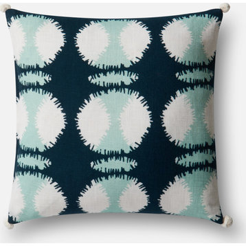 P0480 Pillow, Teal, White, 22"x22" Cover With Down