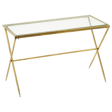 Gold Petite Coffee Table with Glass Top