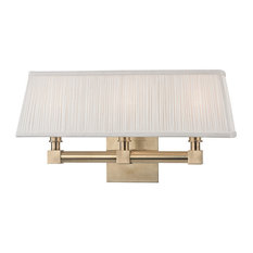 Dixon 3-Light Bath and Vanity With Off White Silk Shade, Aged Brass