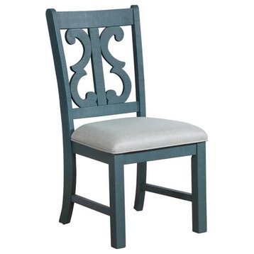 Bowery Hill Wood Dining Chair in Antique Blue Finish (Set of 2)
