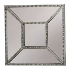 Square Panelled Silver Wall Mirror