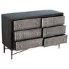 Sarah 6 Drawer Chest, Mango Solid Wood Antique Brown Finish on Iron Base