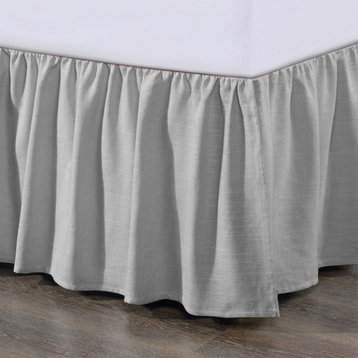 Lily Gathered Linen Bed Skirt, Queen Gray