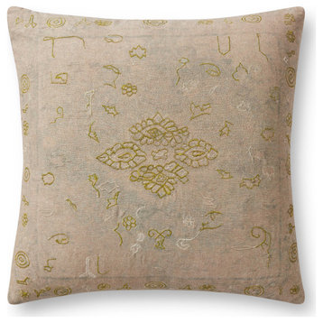 Abstract Design Beige Decorative Throw Pillow, 22"x22", No Fill