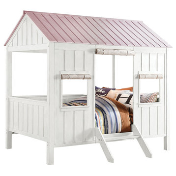Spring Cottage Bed, White and Pink, Full