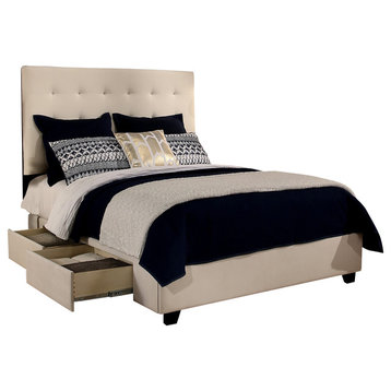 Manhattan Upholstered Storage Bed, Ivory, California King