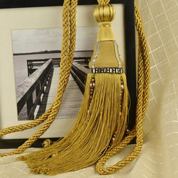 5 Colors QYM14 Faux Silk Curtain Tassel Tie Backs in Brown Color - Window Treatment Accessories