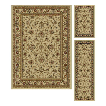 Tayse Elegance Traditional Beige Machine Made Synthetic Floral 2' x 3' 5' 8' Run