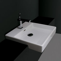 Plain 45S Semi-Recessed Square Bathroom Sink 17.7" - Bathroom Sinks