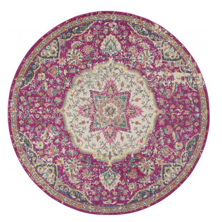 8' Pink Round Dhurrie Area Rug, 8'xRound - Contemporary - Area Rugs ...