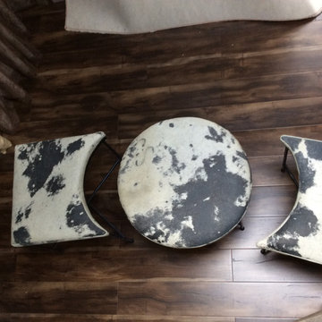 New Build - Hyco Lake Living Room - custom made ottomans