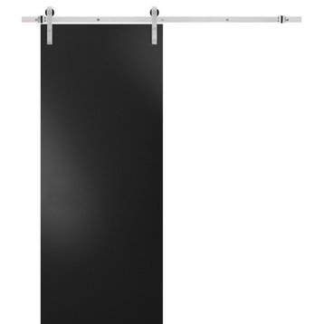 Barn Door 32 x 80 & Stainless Steel 6.6FT Rail | Planum 0010 Black Matte |