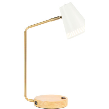 Veda Task Table Lamp, Gold, White