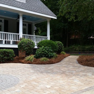 Walkways, retaining walls, patio with fire pit!