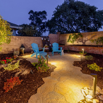 Evening Patio Retreat with Flagstone Path & Garden Lighting | Scripps Ranch, San