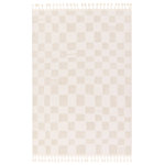 Jaipur Living - Vibe by Jaipur Living Kohar Geometric Cream/Beige Area Rug, 7'6"x10' - The Jaida collection is inspired by a coveted blend of modern Moroccan style and cozy, inviting vibes. These rugs showcase an incredibly soft hand, with a touch high-low detail mixed into the pattern, and a shed-free construction of polyester and polypropylene. The braided, cream fringe paired with a cream and beige geometric pattern of the Kohar rug provides visual texture and global appeal. This plush area rug thrives in high traffic areas of the home such as living rooms, foyers, halls, and sunrooms.