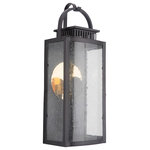 Craftmade - Craftmade Hearth Medium Pocket LED Outdoor Sconce, Midnight - An update on the classic lantern that has welcomed people for generations is the Hearth collection. A warm inviting glow from LED lighting reflects through clear seeded glass. Hearth is brilliantly crafted and comes in multiple finishes.