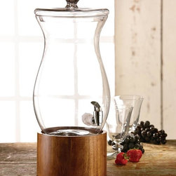Vintage Madera Glass Drink Dispenser with Wooden Stand - Beverage Dispensers