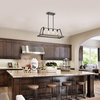 4-Light Wood and Oil Rubbed Bronze Island Chandelier