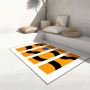 1530mm x 2430mm Rectangle Contemporary Simple Painting Yellow Nylon Area Rug