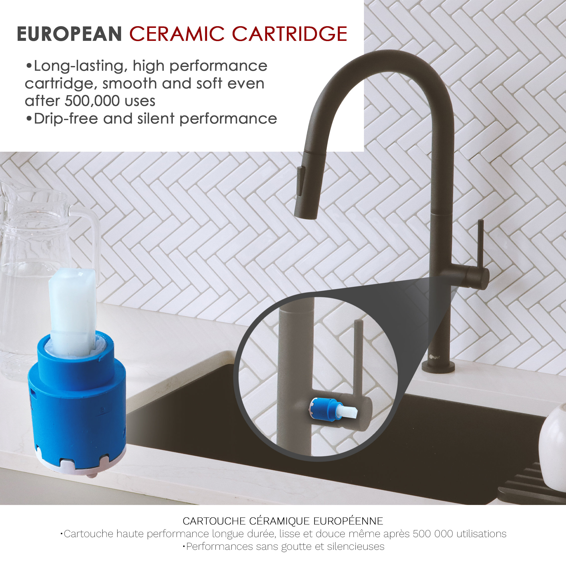 STYLISH Kitchen Sink Faucet Single Handle Pull Down Dual Mode Stainless Steel